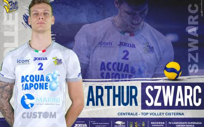 Il centrale Arthur Szwarc prolunga con un biennale. Il “Taglialegna” resta alla Top Volley Cisterna e rilancia